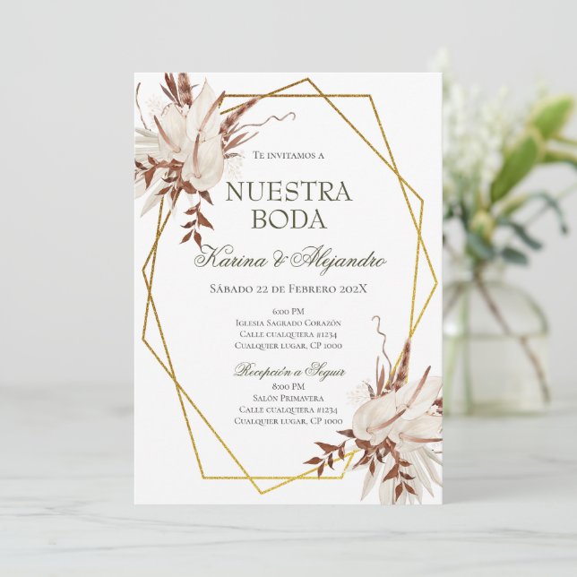 Invitation Mariage Floral Boho espagnol (Debout devant)