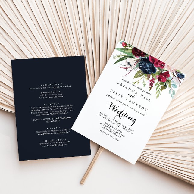 Invitation Mariage floral Boho Whimsical de luxe avant et arr (Créateur téléchargé)