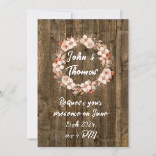 Invitation Mariage Floral Bois Aquarelle Automne