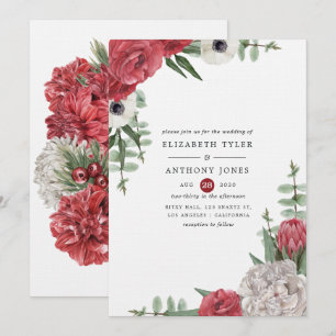 Invitation Mariage floral bordeaux et blanc