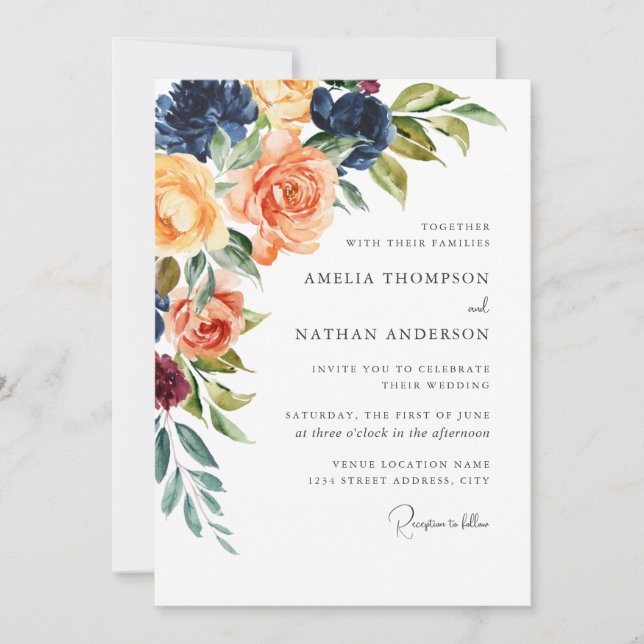 Invitation Mariage Floral Botanique (Devant)
