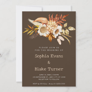 Invitation Mariage Floral Botanique au Cèdre de l'Automne à l