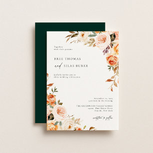 Invitation Mariage Floral Botanique Automnal Terne