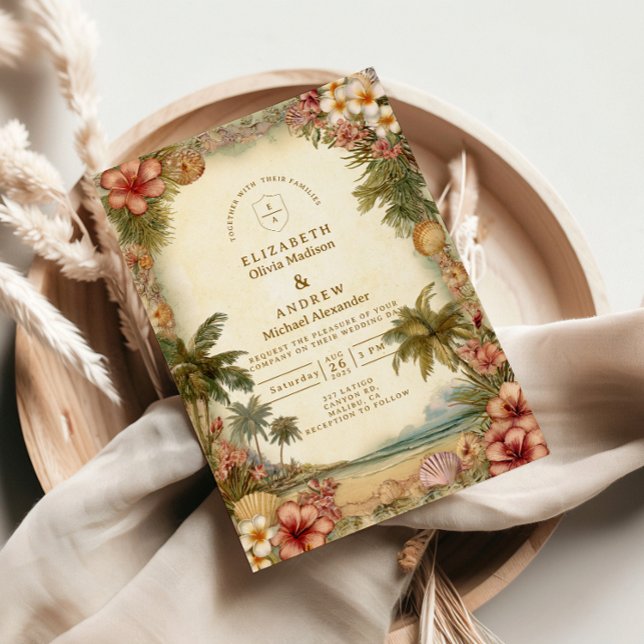 Invitation Mariage Floral Botanique Insulaire (Créateur téléchargé)
