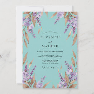Invitation Mariage Floral Botanique Lilas Sarcelle
