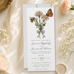 Invitation Mariage Floral Botanique Minimaliste avec Ruban