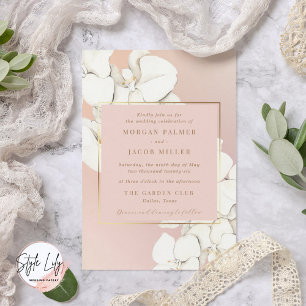 Invitation Mariage Floral Botanique Orchidée Rose Gold