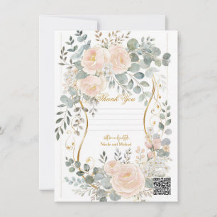 Invitation Mariage Floral Botanique Pivoine Rose & Eucalyptus