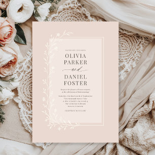 Invitation Mariage Floral Botanique Rose Clair