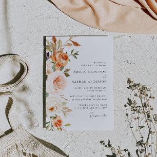 Invitation Mariage Floral Botanique Rose Pêche
