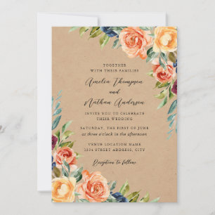 Invitation Mariage floral botanique rustique multicolore