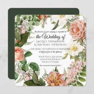 Invitation Mariage floral botanique vintage rose de Forest