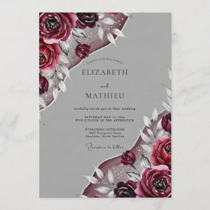 Invitation Mariage Floral Bourguignon au Coup de Pinceau Roma
