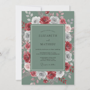 Invitation Mariage Floral Bourguignon Éthéré