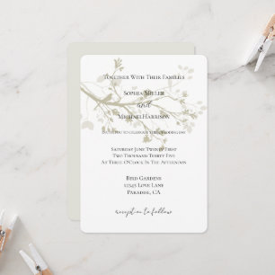 Invitation Mariage floral branches d'arbre oiseau crème ivoir