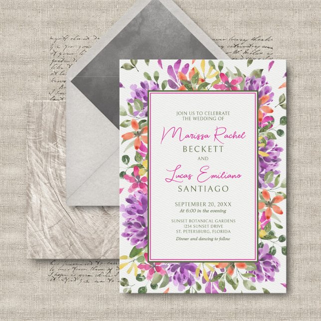 Invitation Mariage floral brillant (Créateur téléchargé)