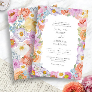 Invitation Mariage floral brillant gras aquarelle