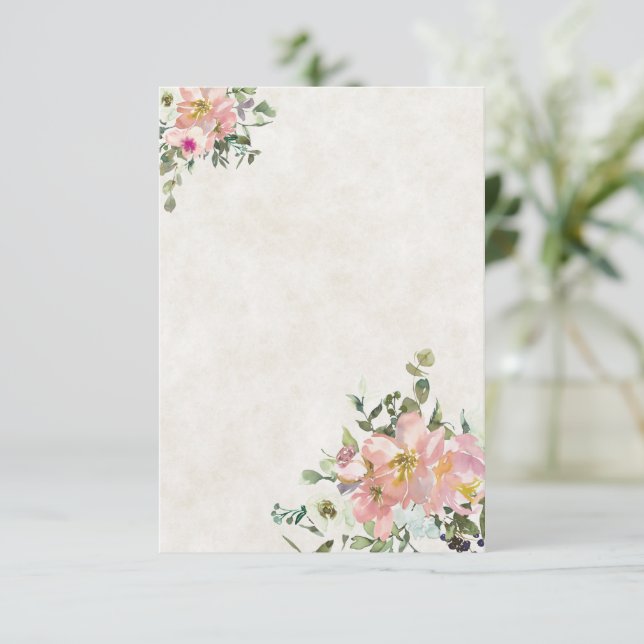 Invitation Mariage floral budget vierge Blush et coquille d'œ (Debout devant)