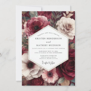 Invitation Mariage Floral Burgundy Humeur