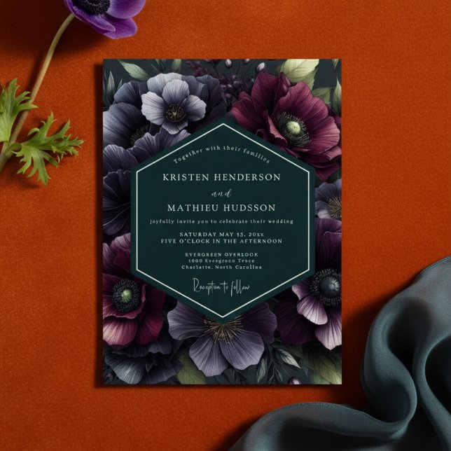 Invitation Mariage Floral Caprice Crépuscule Prune (Créateur téléchargé)