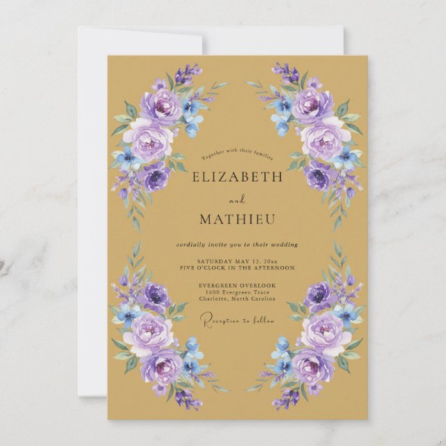 Invitation Mariage Floral Caprice de Lavande (Devant)