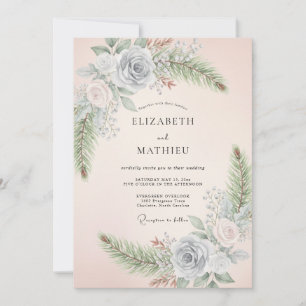 Invitation Mariage Floral Caprice Pervenche Rosé