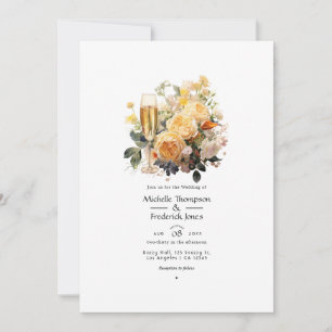Invitation Mariage Floral Champagne