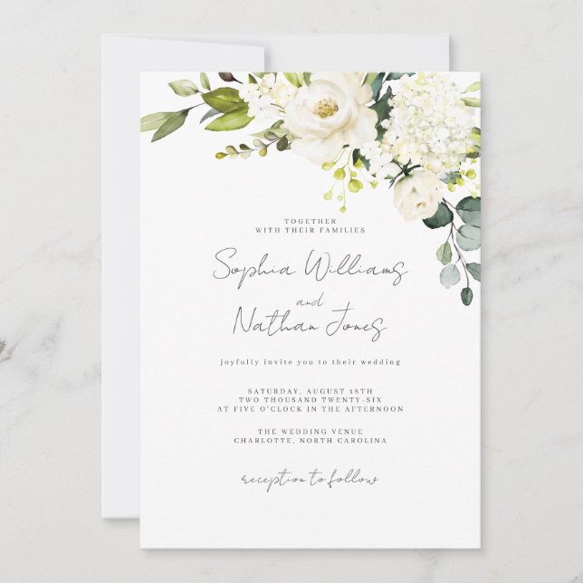 Invitation Mariage Floral Champagne (Devant)