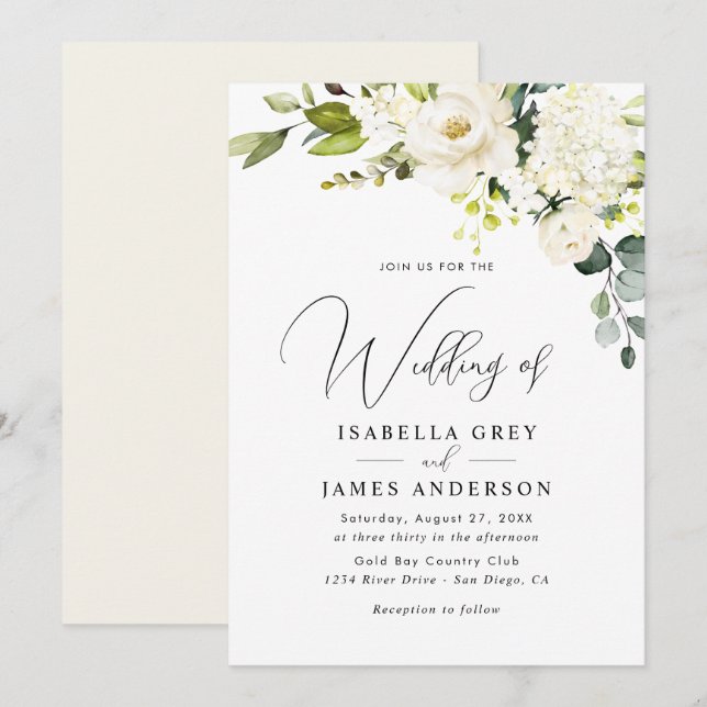 Invitation Mariage Floral Champagne Élégant  (Devant / Derrière)
