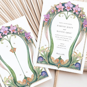 Invitation Mariage Floral Charmant Art Nouveau Orchidées