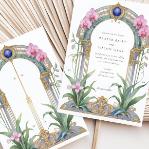 Invitation Mariage Floral Charmant Art Nouveau Orchidées