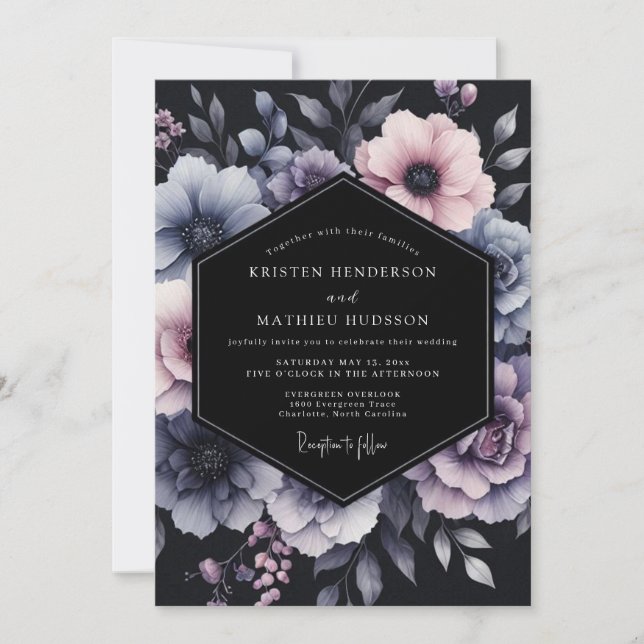 Invitation Mariage Floral Chiaroscuro Wisteria (Devant)