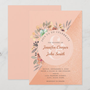 Invitation Mariage floral chic en cuivre