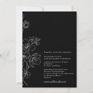 Invitation Mariage floral chic noir et blanc