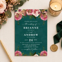 Mariage Floral Chic Profond Vert de Teal