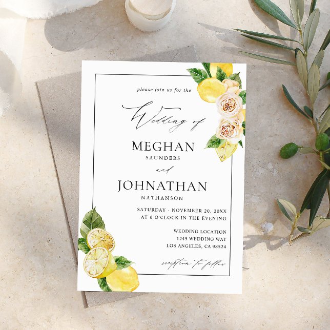 Invitation Mariage floral citron (Créateur téléchargé)