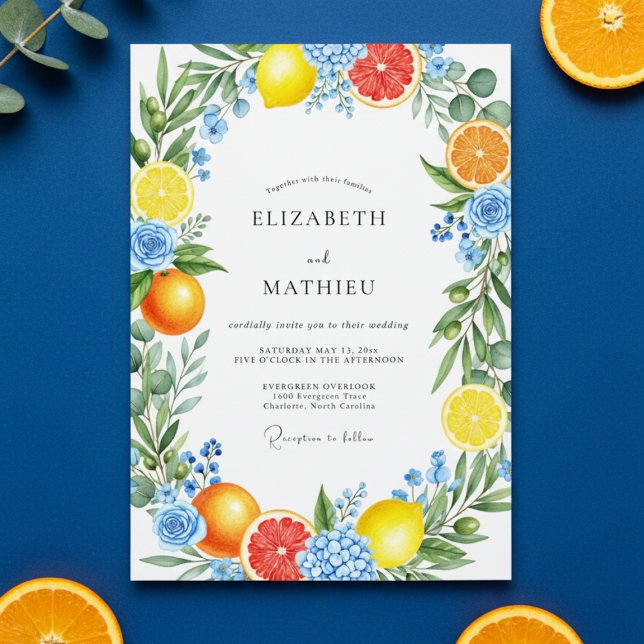 Invitation Mariage Floral Citron Jaune Romance (Créateur téléchargé)