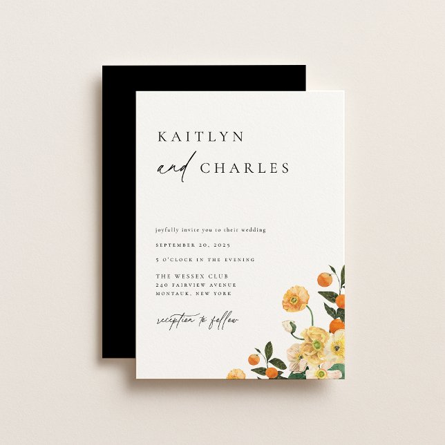 Invitation Mariage floral Citrus Orange (Créateur téléchargé)