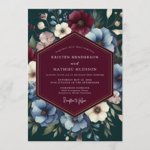 Invitation Mariage Floral Clair-obscur Claret