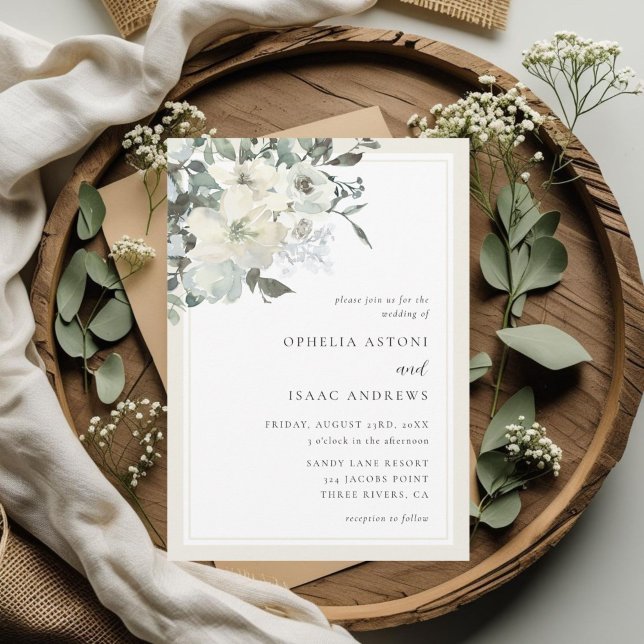 Invitation Mariage floral classique à la crème élégante (Créateur téléchargé)