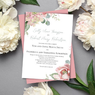 Invitation Mariage floral classique rose vif