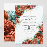 Mariage floral corail et sarcelle espagnol