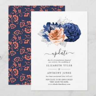 Invitation Mariage Floral Corail, Nuit et Argent Mise à Jour