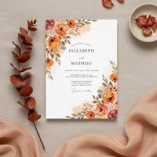 Invitation Mariage Floral Coup de Pinceau Orange