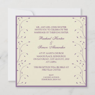 Invitation Mariage floral crème et pourpre