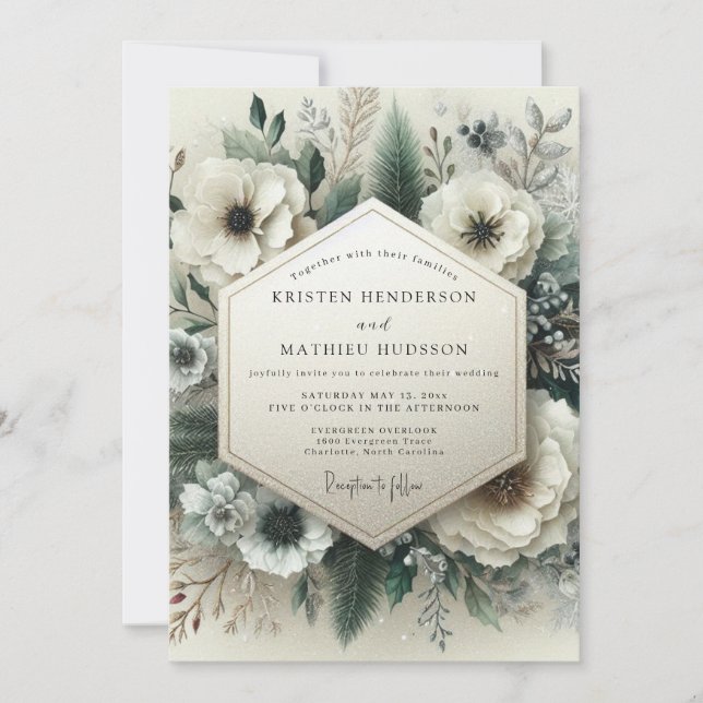 Invitation Mariage Floral Crème Éthéré (Devant)