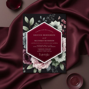 Invitation Mariage Floral Crépuscule Bourgogne