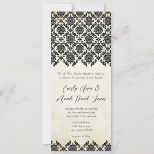 Invitation Mariage Floral Damassé Victorien Vintage