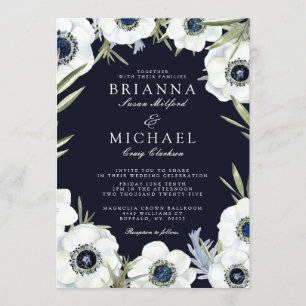 Invitation Mariage floral d'anémone de minuit