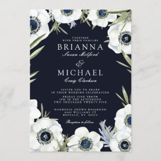 Invitation Mariage floral d'anémone de minuit